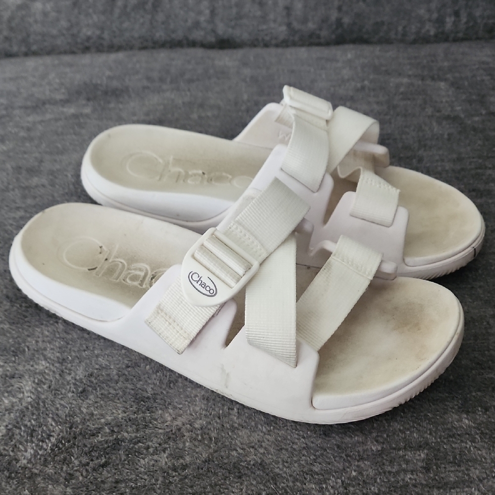 Chaco White Slide Sandals with Adjustable Straps